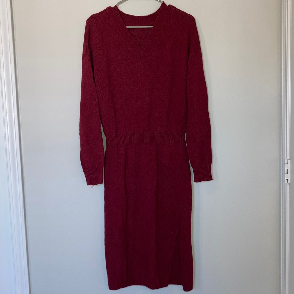 Deep Red Long Sleeve Dress